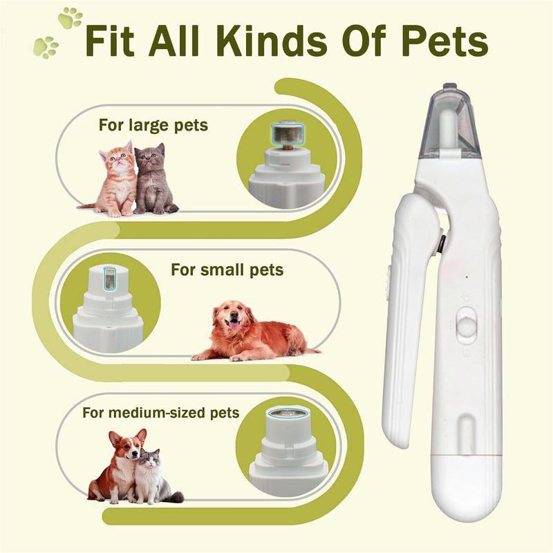 2-In-1 Cat Nail Clipper & Trimmer - USB Rechargeable with LED Light & Safety Guard, Professional Grooming Tool for Cats，Whtie