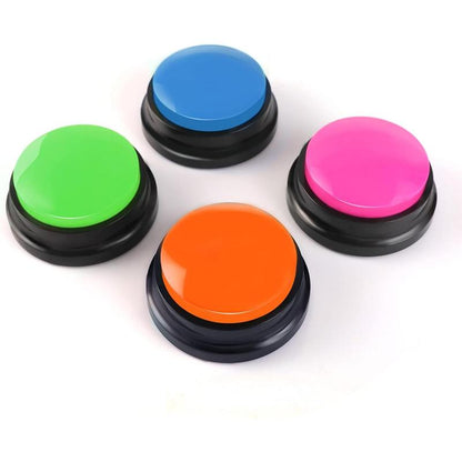 Voice Recording Button, Buttons for Communication Pet Buzzer, 30 Second Record & Playback, Funny for Study Office Home 4 Packs (Rose Red + Dark Blue + Green + Orange)