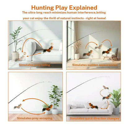 10 in 1 Harsozo Retractable Cat Wand Toy Interactive Cat Feather Wand Cat Fishing Pole Toy with Colorful Combinations and Quick-Swap Clasp for Endless Novelty and Real-Hunt Strategies Labor Day Sale